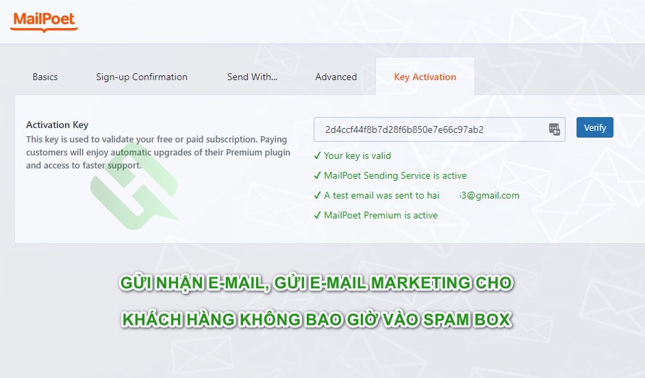 Gửi nhận email cho website không bao giờ vào spam box